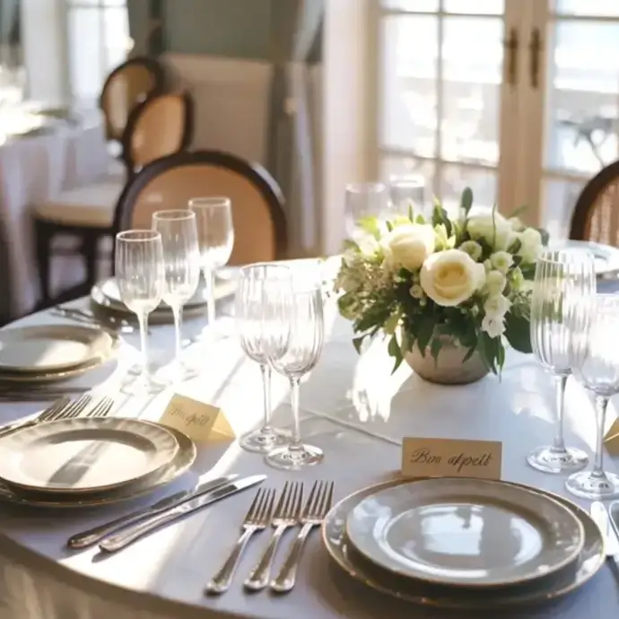 A dinner table set for a feast