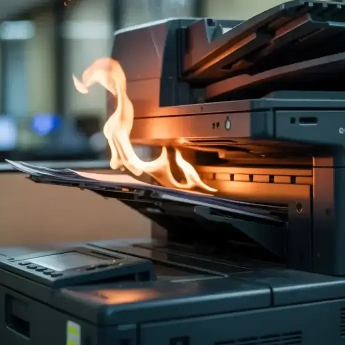 Photocopier on fire