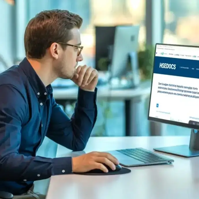 Man working at a computer workstation
