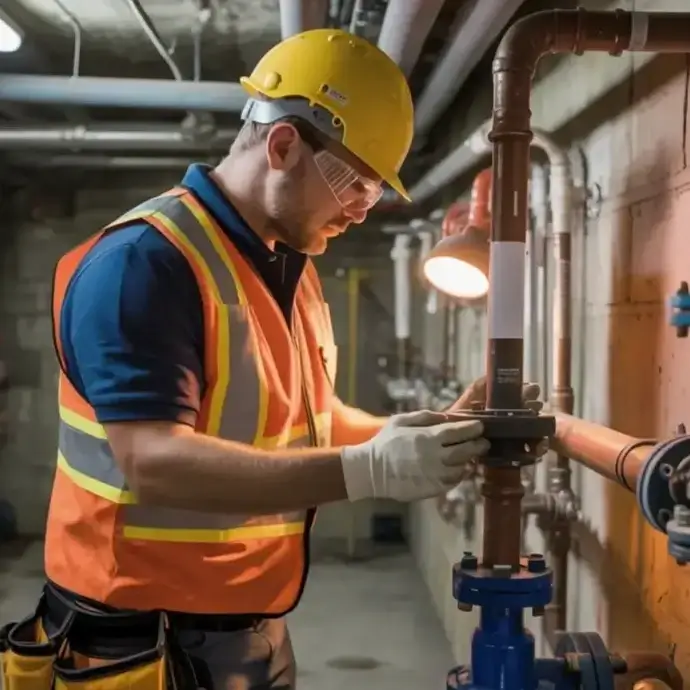 Plumber testing a new installation