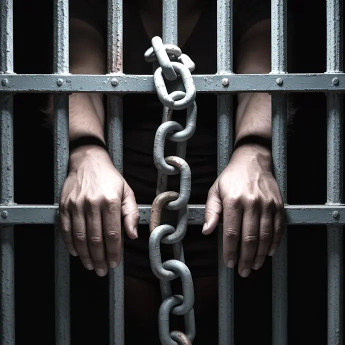 Modern slave locked away in a cage