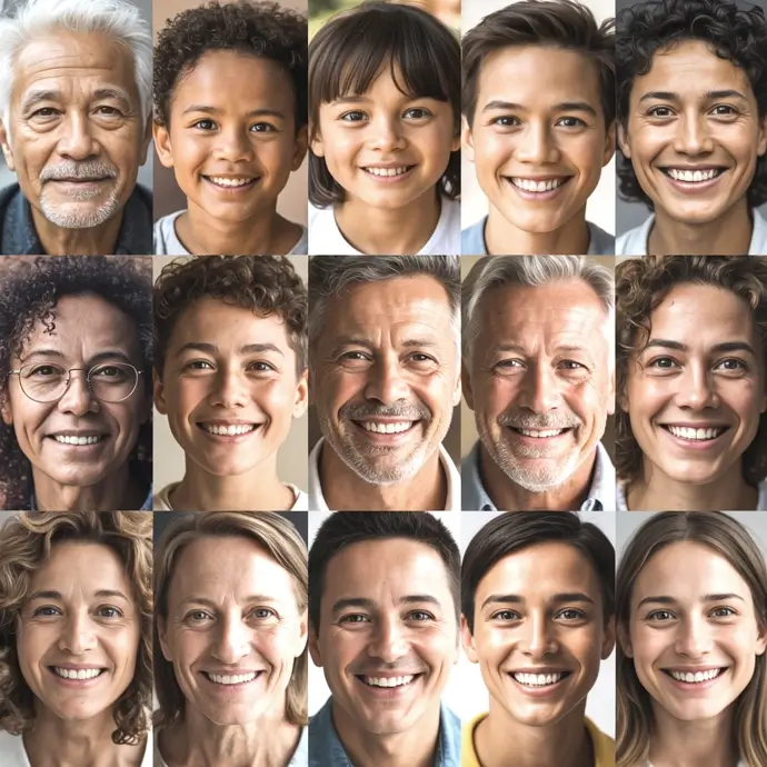 A composite of different faces depicting diversity