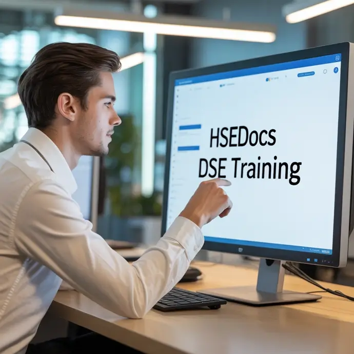male office worker taking an online DSE course