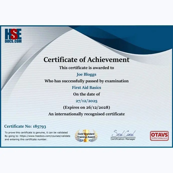 First aid certification by HSEDocs