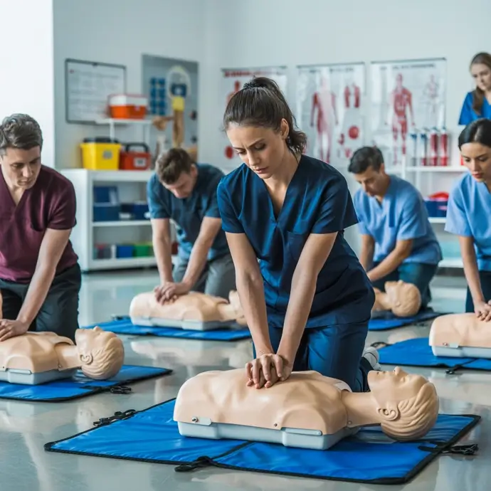 People at a first aid training course