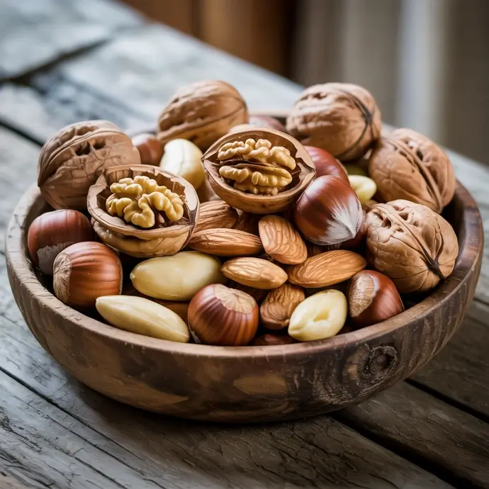 A mixed bowl of tree nuts