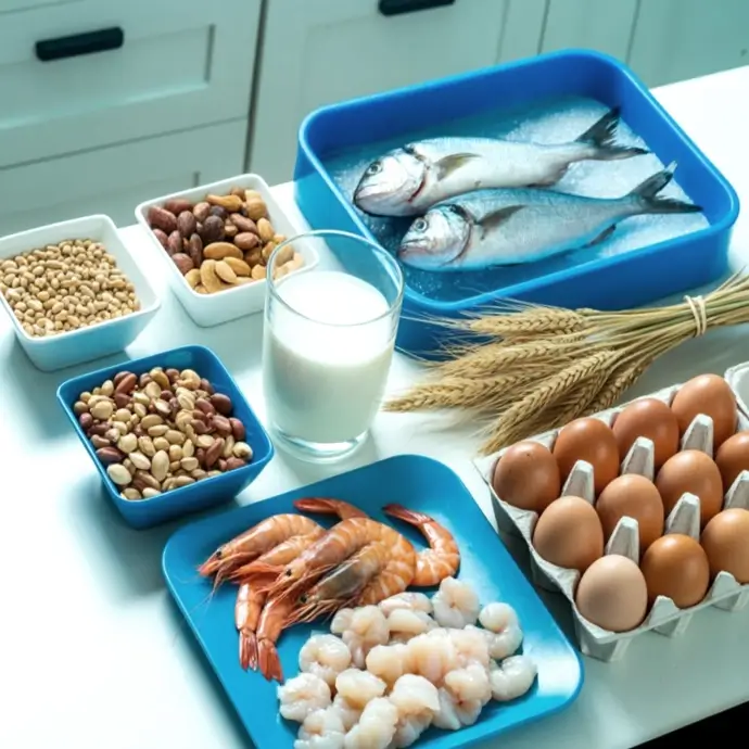 Plates of food containing allergens