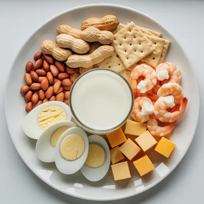 A plate full of foods that are classed as allergens