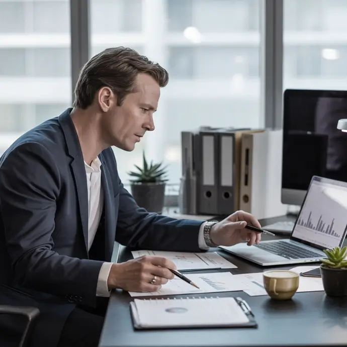 Manager working at desk