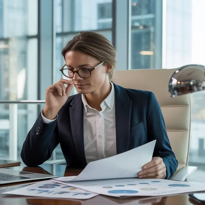 Manger working at her desk