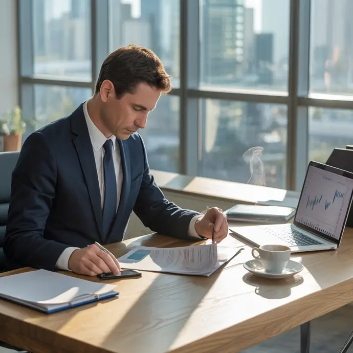 Manager working at his desk.