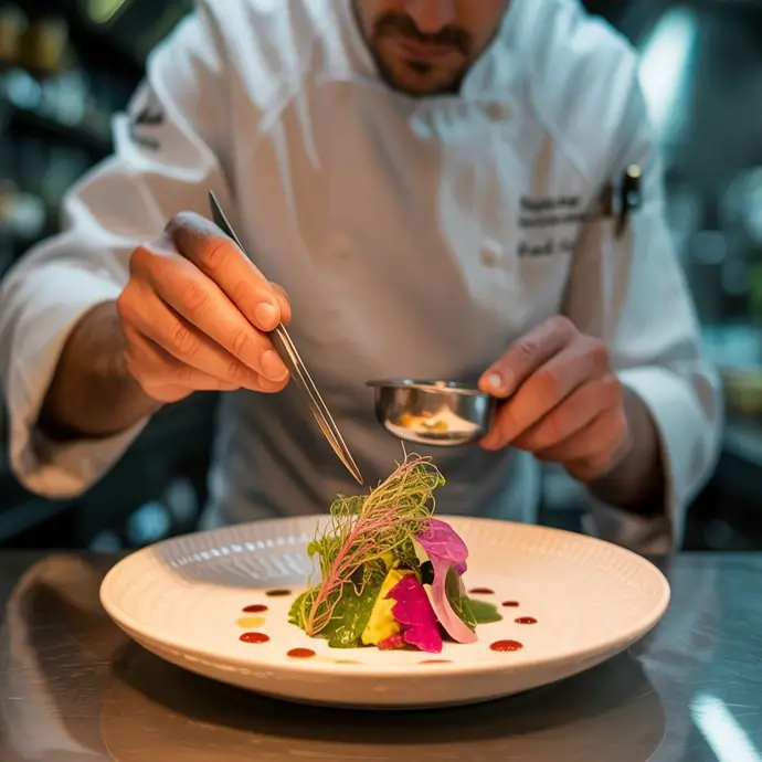 Chef plating up