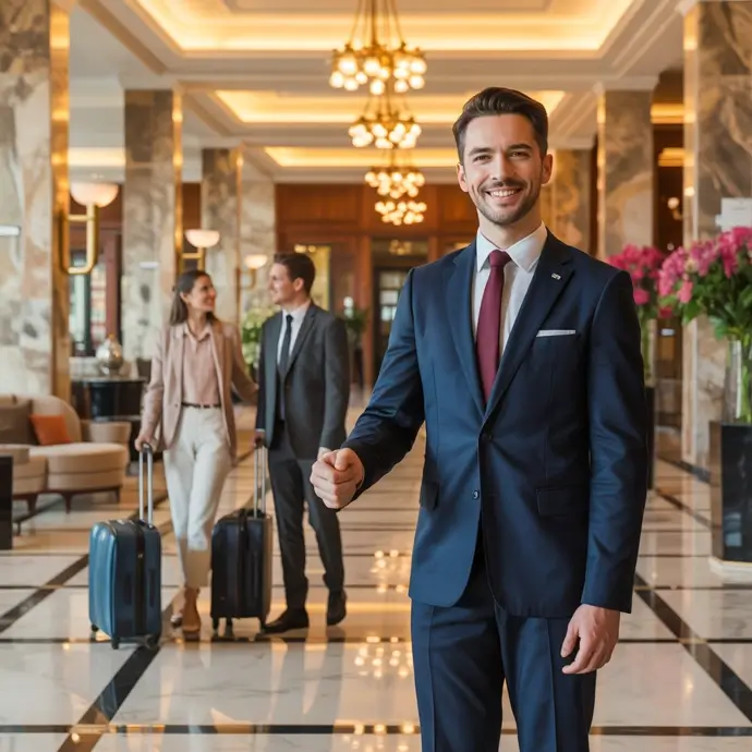 Hotel manager in the lobby