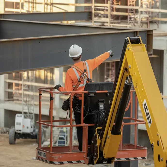 Construction worker in a MEWP
