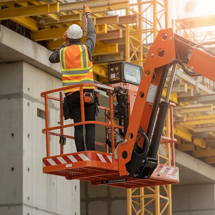 Construction worker on mewp