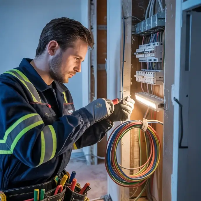 Electrician working on an instalation