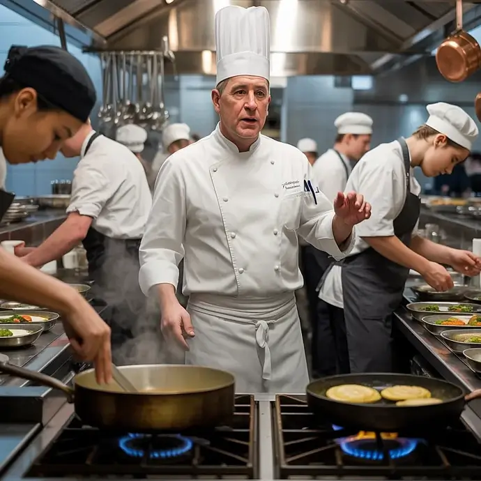 Level 3 chef supervising a commercial kitchen