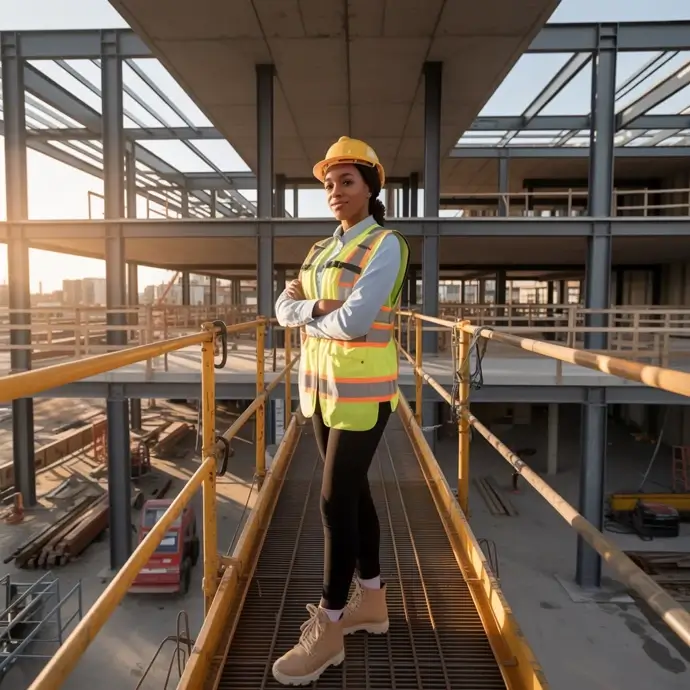 Construction worker on scaffolding