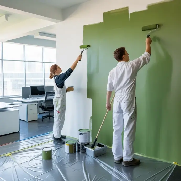 Decorators painting an office