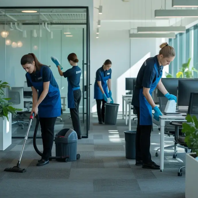 cleaners working in an office