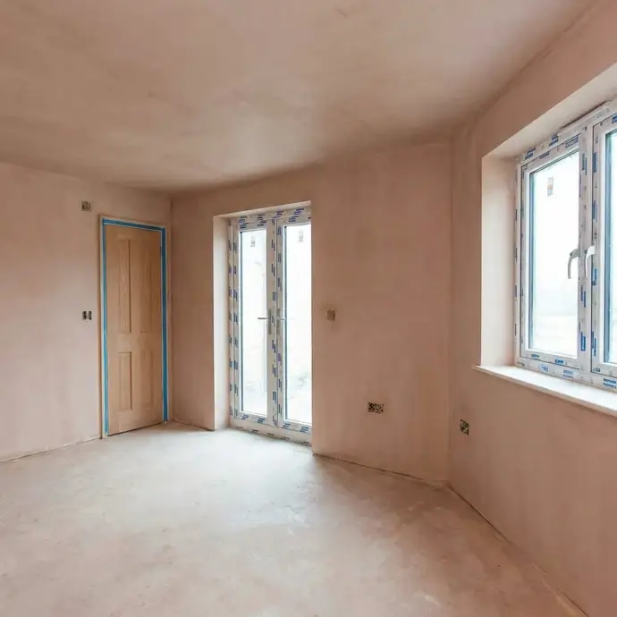 Freshly plastered room