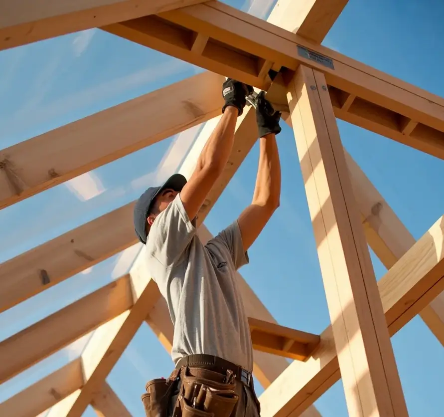 Carpenter working on a trad roof
