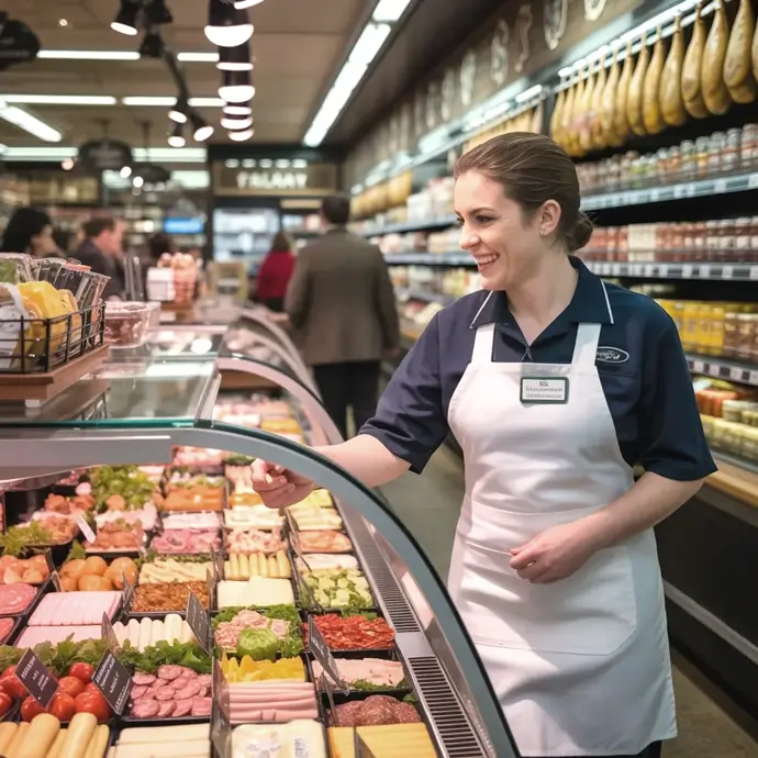 worker serving at a delicatessen