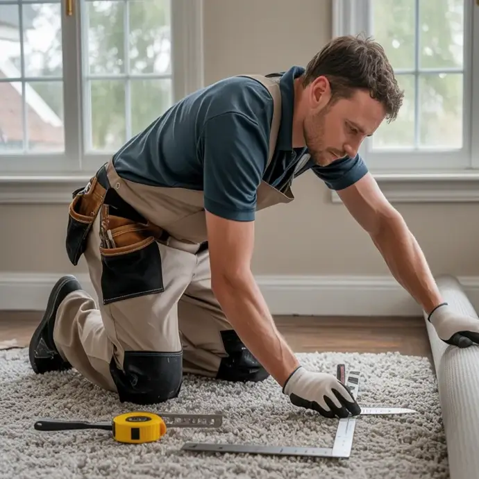 Carpet fitter working in a residential property