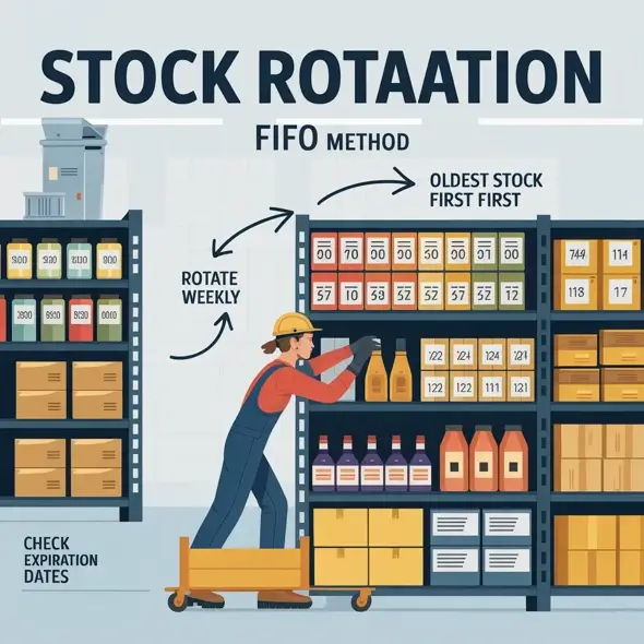 Cartoon of FIFO stock rotation