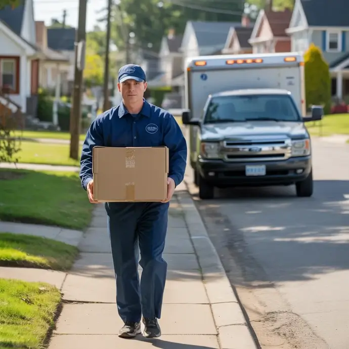 Delivery man carry a package