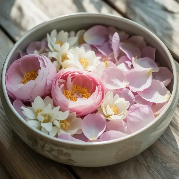 Bowl of flower s and petals