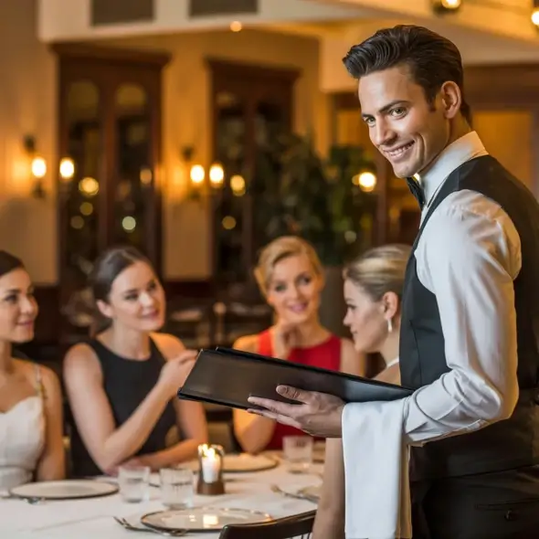 Waiter serving at a table