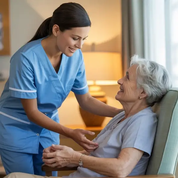 Nurse caring for elderly patient