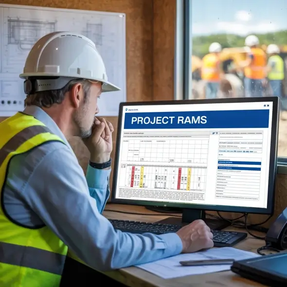 Construction manager looking over some RAMS