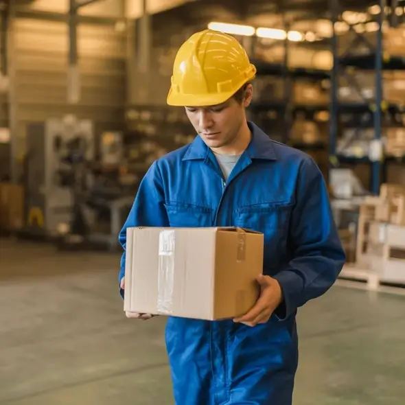 Worker carrying a box
