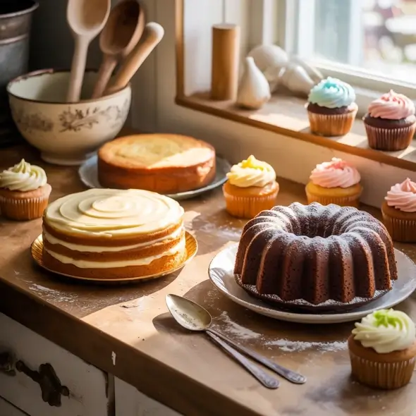 A selection of home made cakes