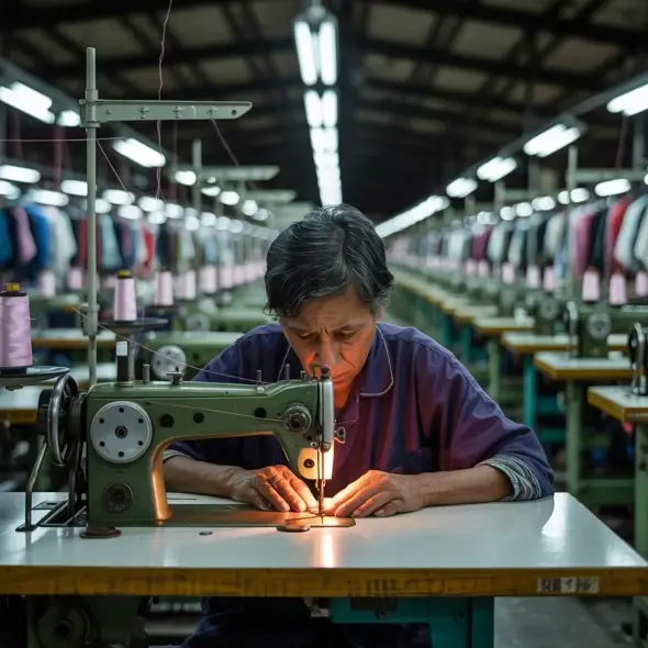 Modern slave working in a sweat shop
