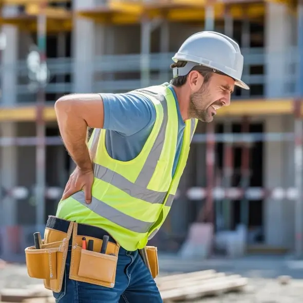 Worker suffering a strained muscle in his back