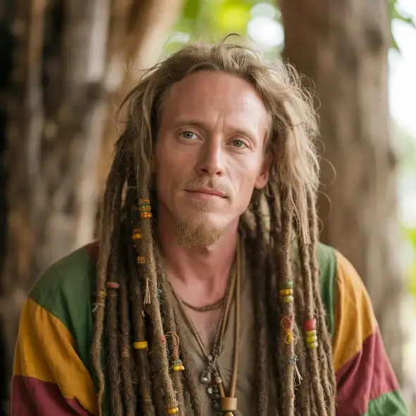 White male with dreadlocks