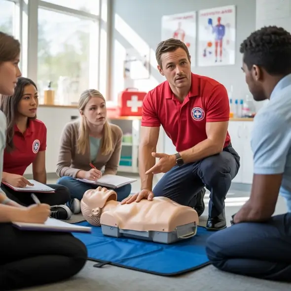 First aider taking a class