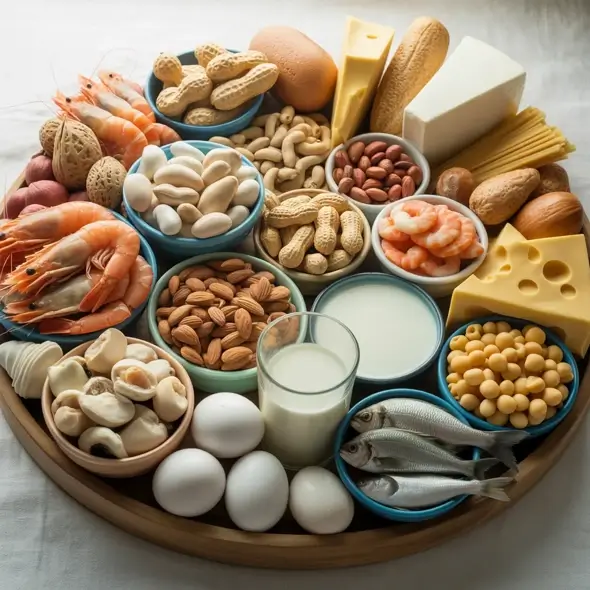 Platter of food allergens