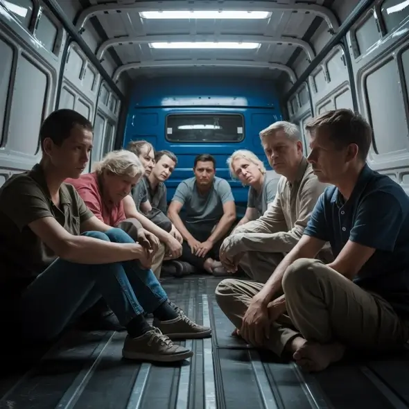 Modern slaves in the back of a van