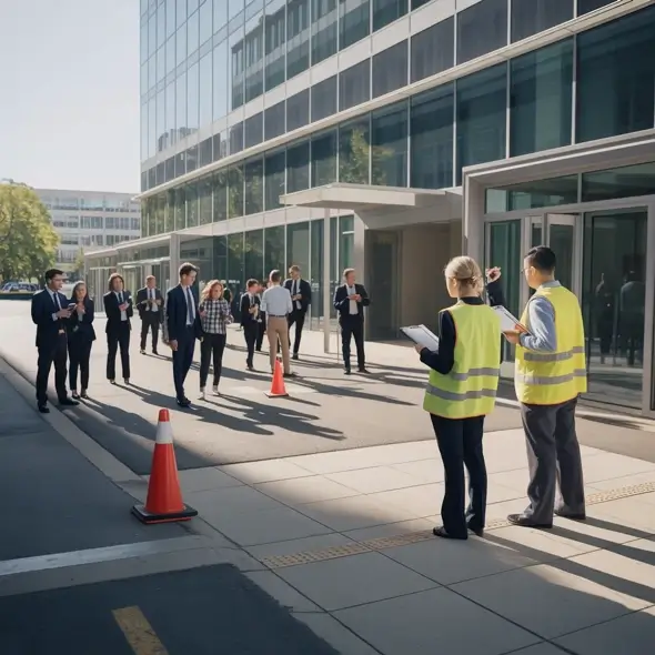 Company conducting fire drill