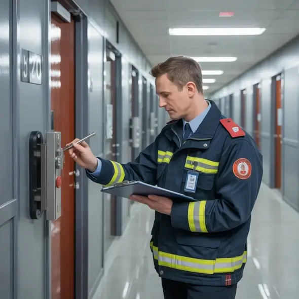 Fire marshal checking building