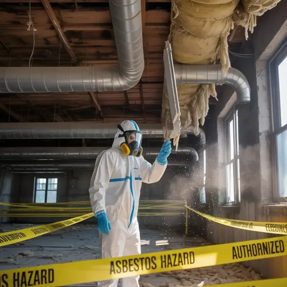 Disturbed asbestos being removed