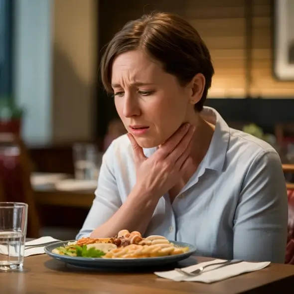 Someone suffering a food reaction