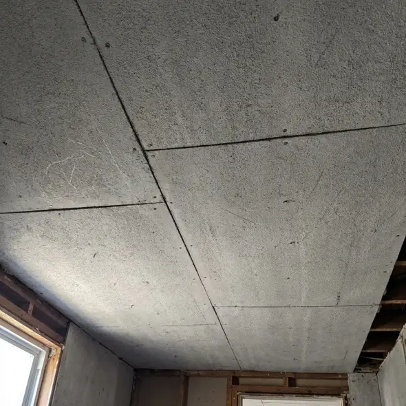 Ceiling made of asbestos boards