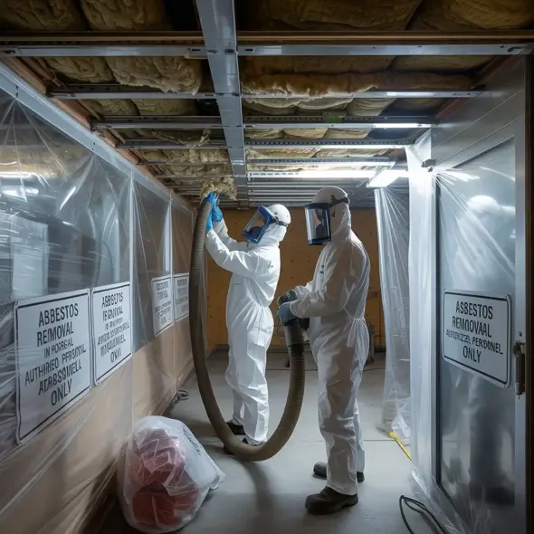 Asbestos removal team