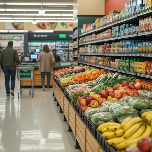food displayed in a grocery store