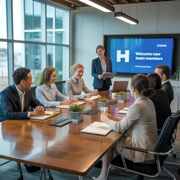 New employees having an induction
